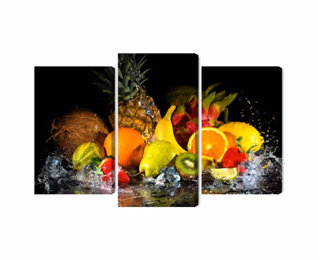 Canvastavla - Fruit with a splash of water