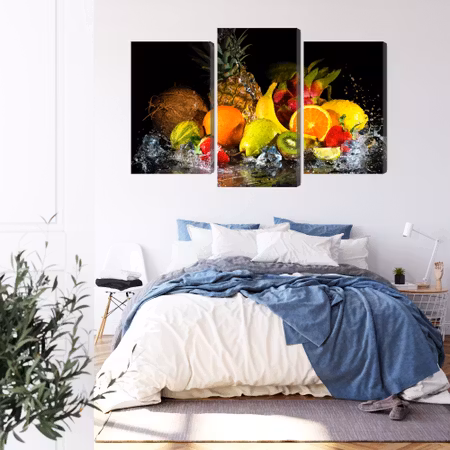 Canvastavla - Fruit with a splash of water