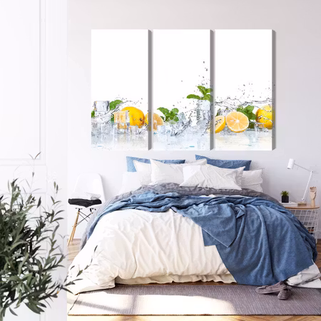 Canvastavla - Mint leaves with lemons