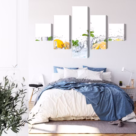 Canvastavla - Mint leaves with lemons