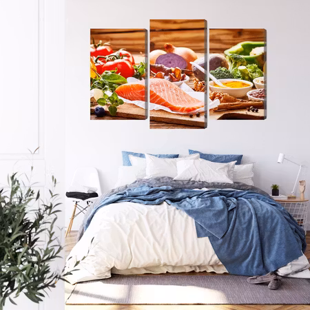 Canvastavla - Salmon among vegetables