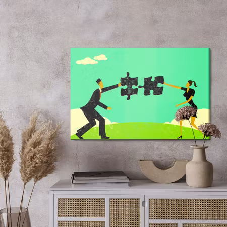 Canvastavla - Pair connecting a vintage puzzle