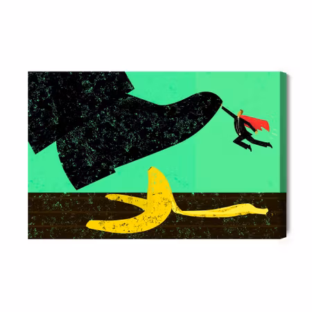 Canvastavla - Banana peel and retro superhero