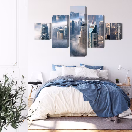 Canvastavla - Dubai city panorama in the fog