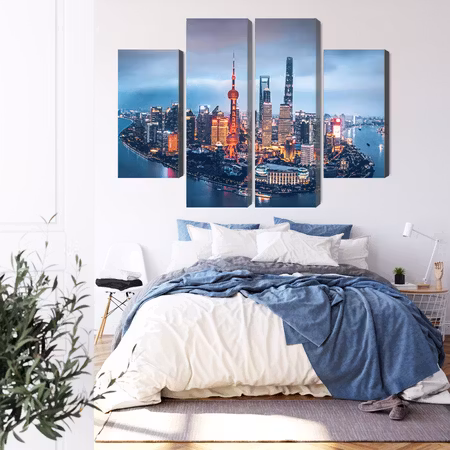 Canvastavla - Shanghai panorama at night