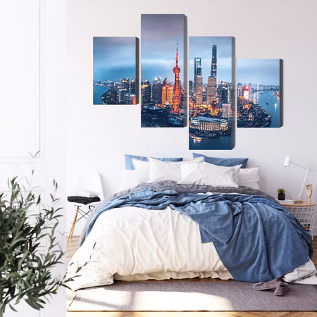 Canvastavla - Shanghai panorama at night