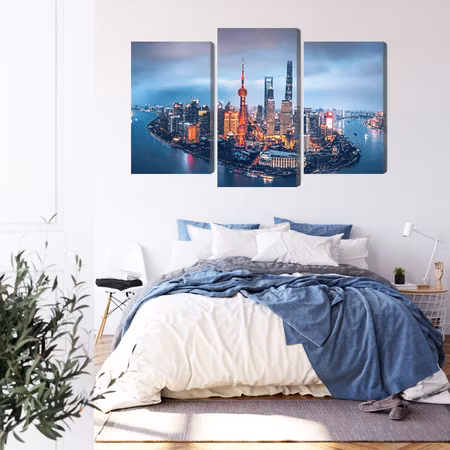 Canvastavla - Shanghai panorama at night
