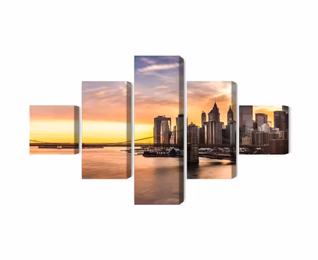 Canvastavla - Panorama of the brooklyn bridge at sunset