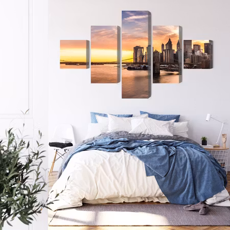 Canvastavla - Panorama of the brooklyn bridge at sunset