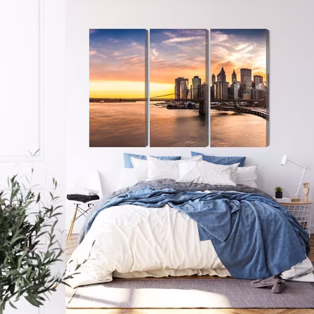 Canvastavla - Panorama of the brooklyn bridge at sunset