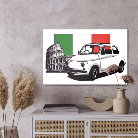 Canvastavla - Retro auto on the background of the