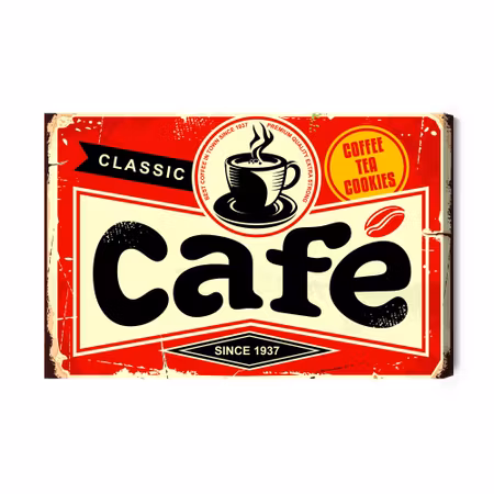 Canvastavla - Coffee cup and retro lettering
