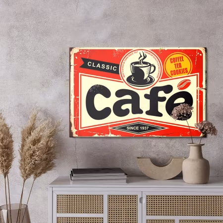 Canvastavla - Coffee cup and retro lettering