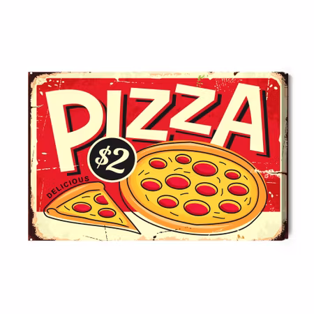Canvastavla - Pizza and retro lettering