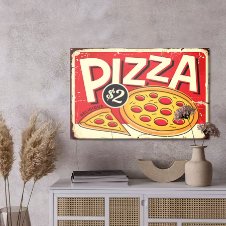 Canvastavla - Pizza and retro lettering