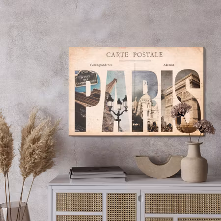 Canvastavla - Paris vintage postcard