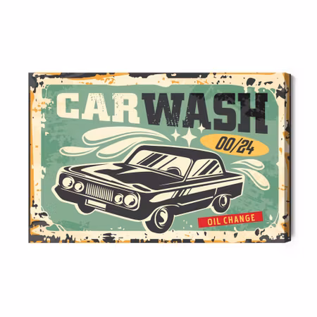 Canvastavla - Old car and retro lettering