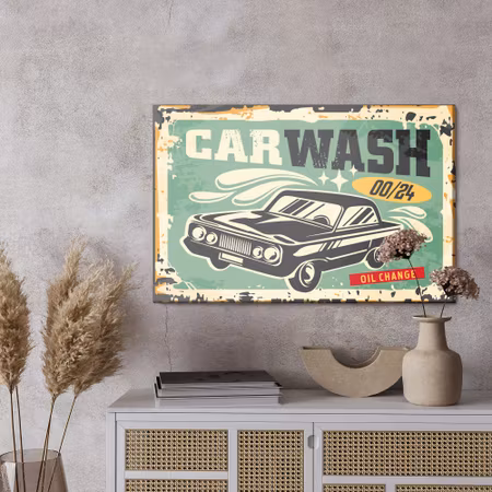 Canvastavla - Old car and retro lettering