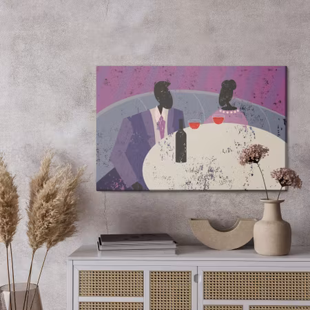 Canvastavla - Couple at the retro restaurant