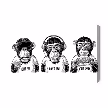 Canvastavla - Three monkeys in vintage style