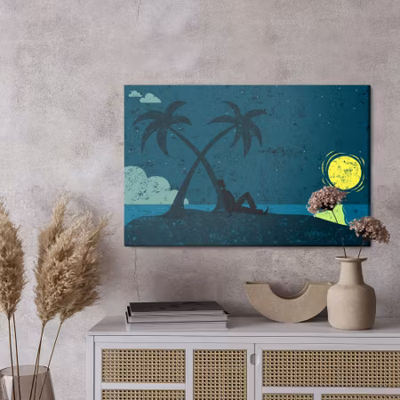 Canvastavla - A man on a desert island