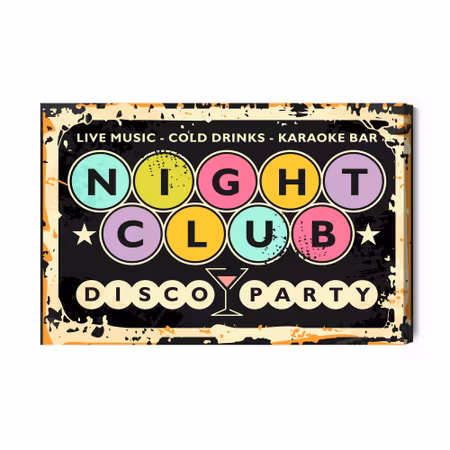 Canvastavla - Retro disco club inscriptions