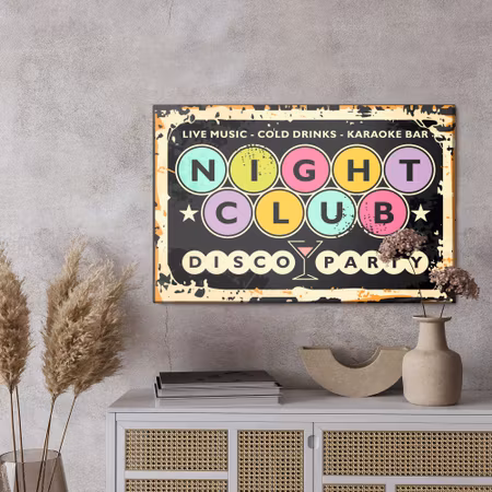 Canvastavla - Retro disco club inscriptions