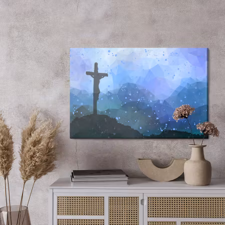 Canvastavla - Easter scene with a cross