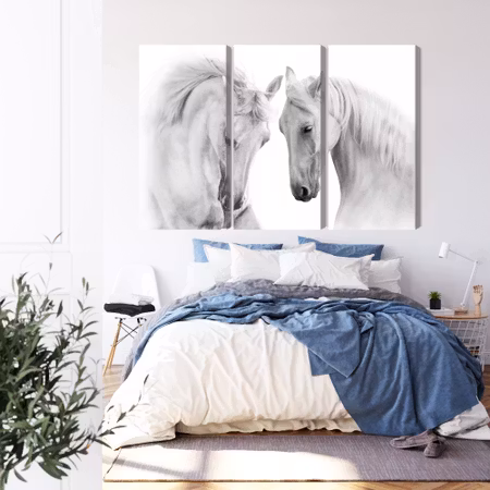 Canvastavla - Two horses on a white background