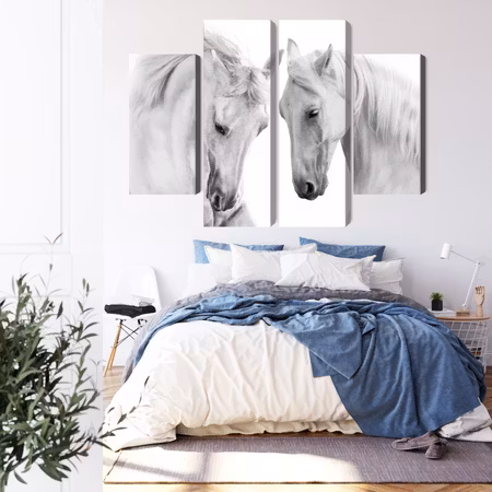 Canvastavla - Two horses on a white background