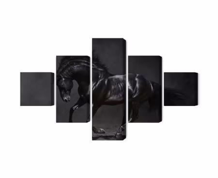 Canvastavla - Black horse at a gallop