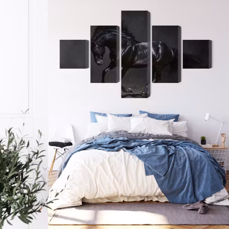 Canvastavla - Black horse at a gallop