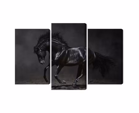 Canvastavla - Black horse at a gallop