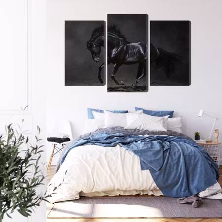 Canvastavla - Black horse at a gallop