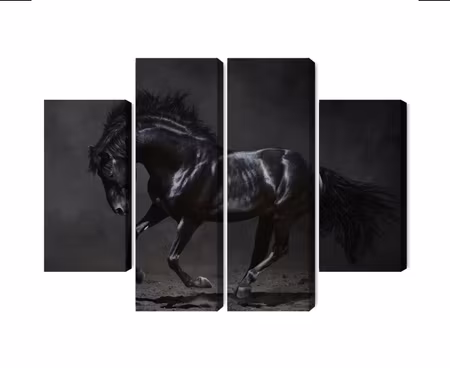 Canvastavla - Black horse at a gallop
