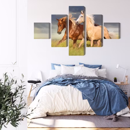 Canvastavla - Horses galloping in a 3d meadow