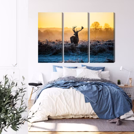 Canvastavla - Deer in the rut in 3d