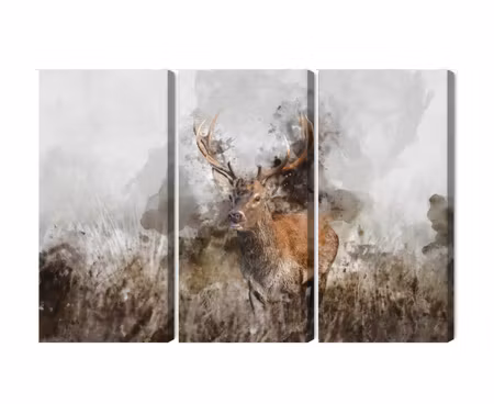 Canvastavla - A deer painted with 3d watercolor