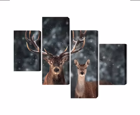 Canvastavla - Deer and doe in the 3d forest