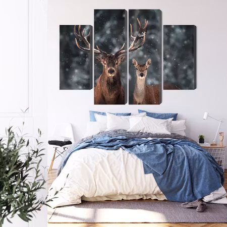 Canvastavla - Deer and doe in the 3d forest