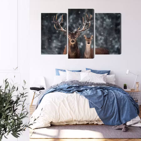 Canvastavla - Deer and doe in the 3d forest