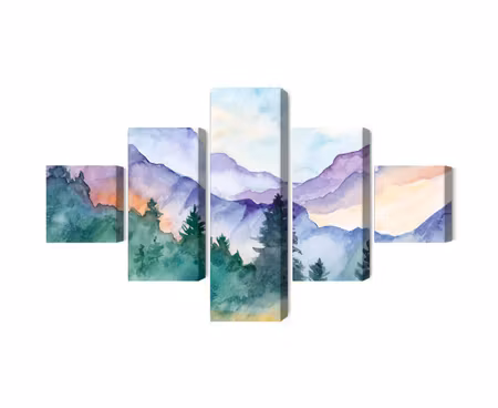 Canvastavla - Painted mountain landscape