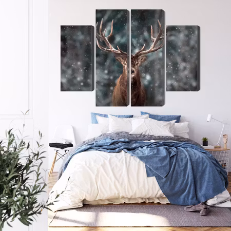 Canvastavla - Deer in the forest 3d