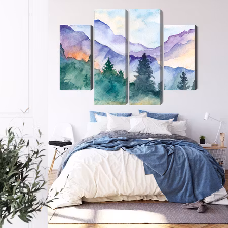 Canvastavla - Painted mountain landscape