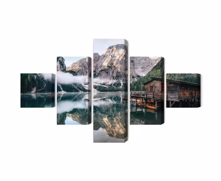Canvastavla - A cottage on the italian lake braies 3d