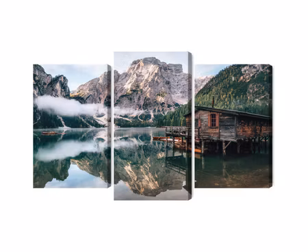 Canvastavla - A cottage on the italian lake braies 3d