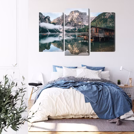 Canvastavla - A cottage on the italian lake braies 3d