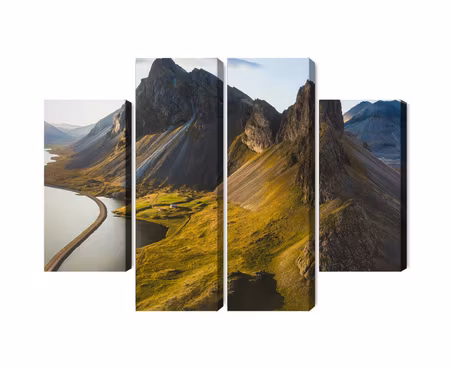 Canvastavla - 3d aerial view of icelandic mountains