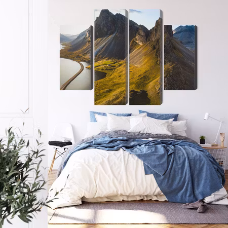 Canvastavla - 3d aerial view of icelandic mountains