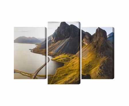 Canvastavla - 3d aerial view of icelandic mountains